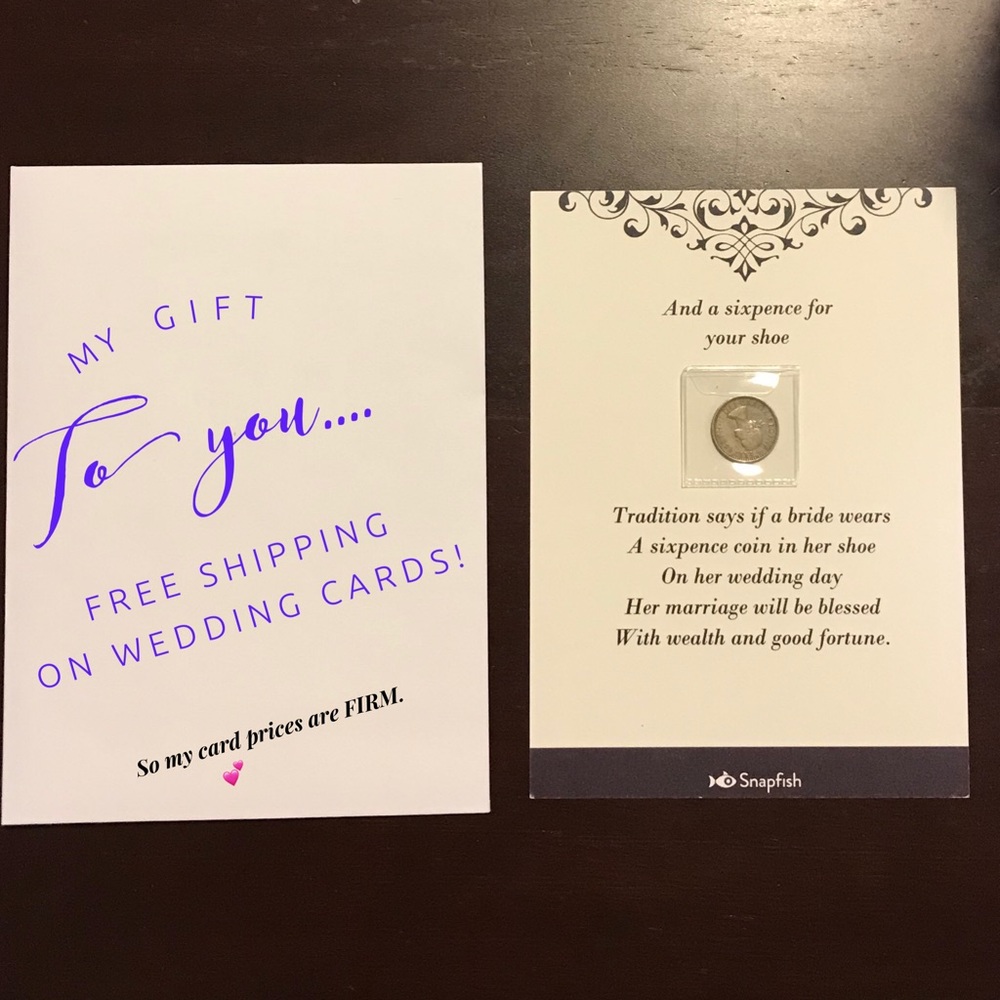 Wedding Card w/Lucky Sixpence